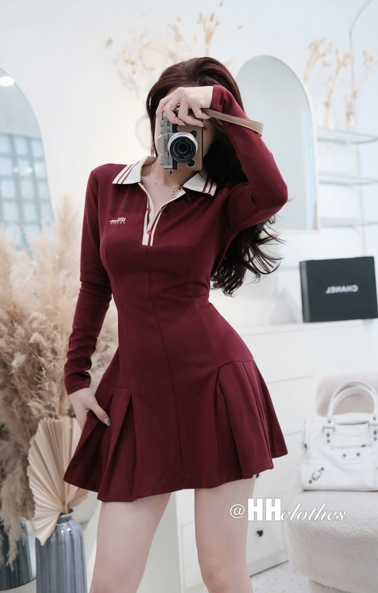 Set váy EVODA BLOOM liền polo dài tay